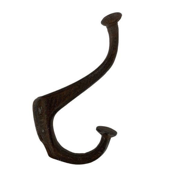 Wall Mount Coat Hook Rusty Forged Iron 5.5" high Heavy Duty 3718 - Picture 2 of 7
